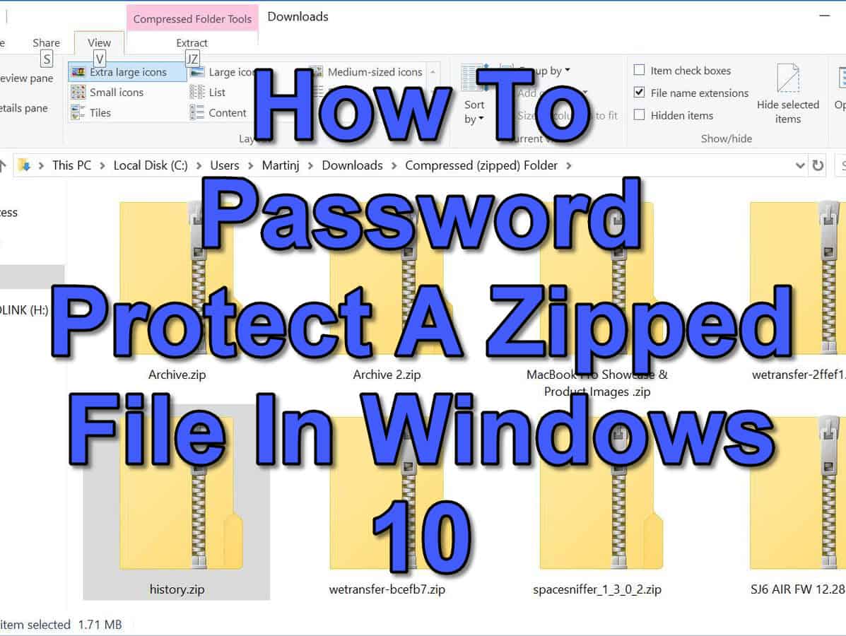 password protect zip windows 10