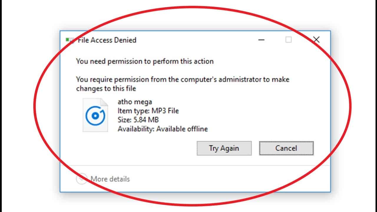 destination folder access denied windows 8