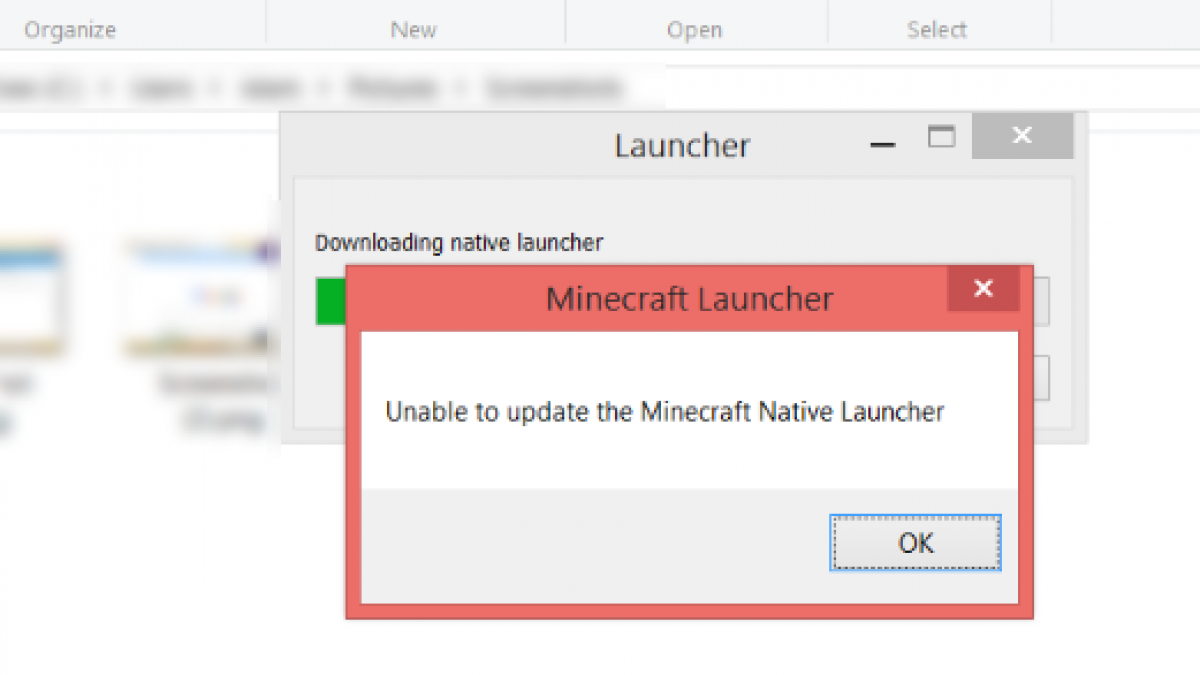 unable to update minecraft native launcher windows